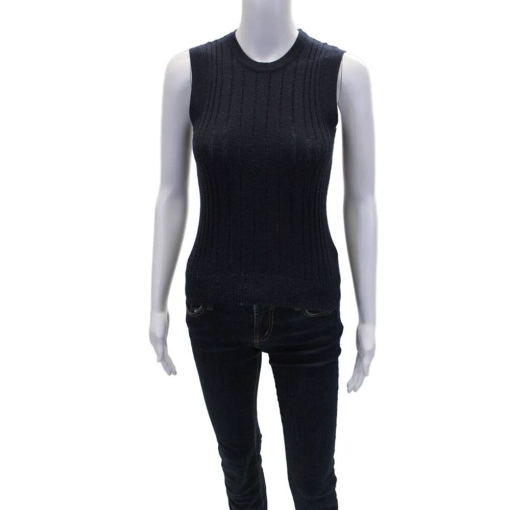 Demylee Womens Wool Blend Metallic Sleeveless Knit Top Blue Size XS